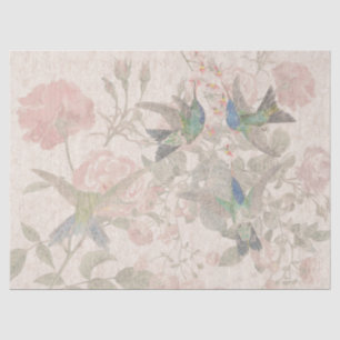 Vintage Hummingbird Birds Rose Flower Tissue Paper