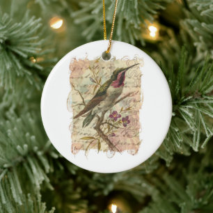 Vintage Hummingbird Ceramic Tree Decoration