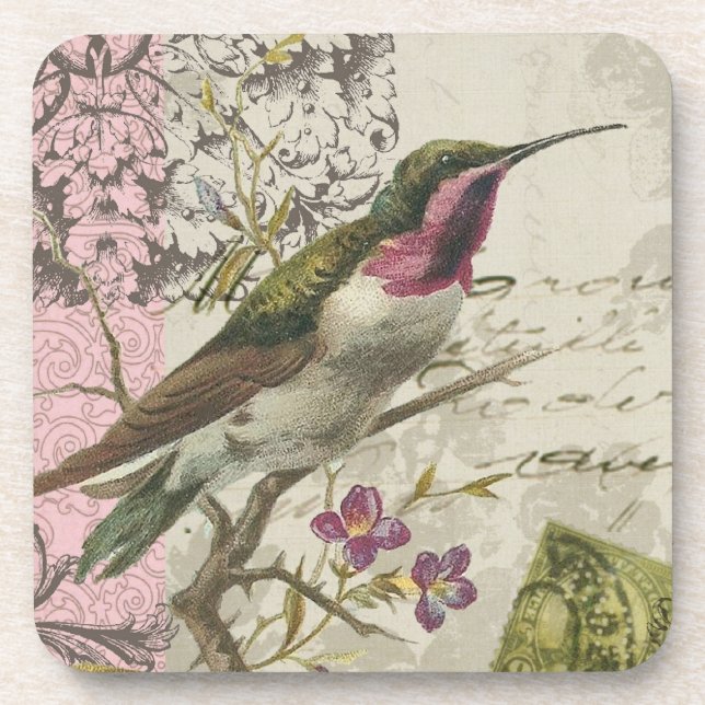 Vintage Hummingbird...cork coasters (Front)