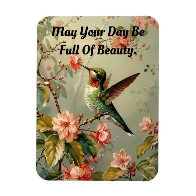 Vintage Hummingbird Flexible Photo Magnet (Vertical)