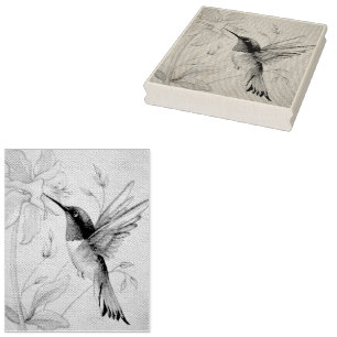 Vintage Hummingbird No. 6 Watercolor Art Rubber Stamp