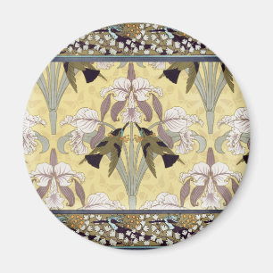 Vintage Hummingbird Orchid Art Nouveau Pattern Magnet