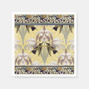 Vintage Hummingbird Orchid Art Nouveau Pattern Napkin