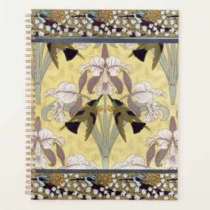 Vintage Hummingbird Orchid Art Nouveau Pattern Planner
