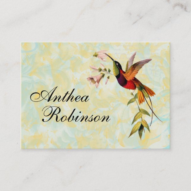 Vintage Hummingbird Profile Business Card (Front)