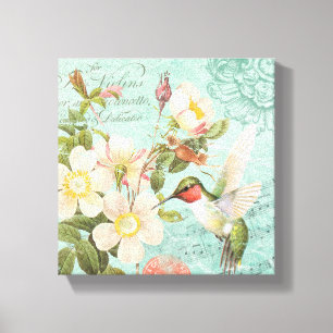 Vintage Hummingbird stretched canvas