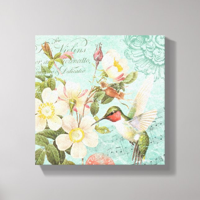 Vintage Hummingbird stretched canvas (Front)