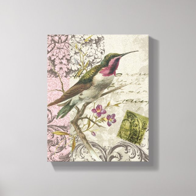 Vintage Hummingbird...stretched canvas Print (Front)
