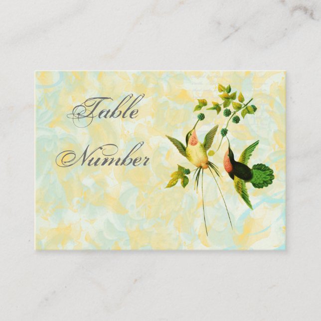 Vintage Hummingbird Table Number Cards (Front)