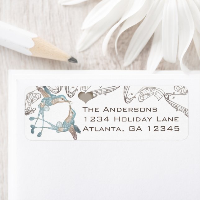 Vintage Hummingbirds Aqua & Coral Labels (Insitu)