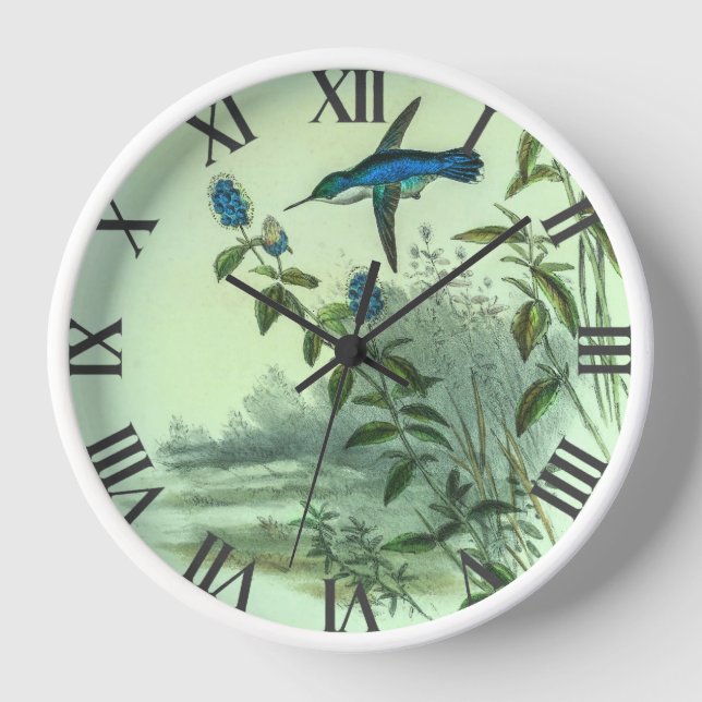 Vintage Hummingbirds by John Gould Clock (Front)