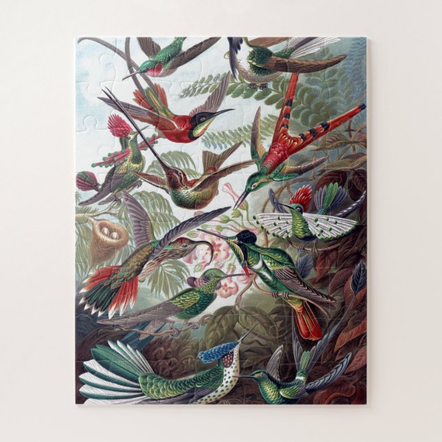 Vintage Hummingbirds Old Book Illustration Art Jigsaw Puzzle (Vertical)