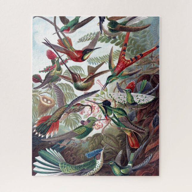 Vintage Hummingbirds Old Book Illustration Art Jigsaw Puzzle (Vertical)