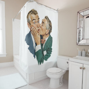 Vintage Humor Surprise Kiss Scene Shower Curtain
