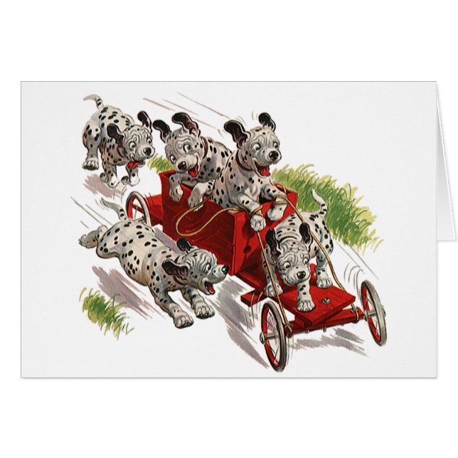 Vintage Humour Cute Dalmatian Puppy Dogs Fire (Front Horizontal)