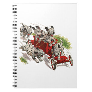 Vintage Humour Cute Dalmatian Puppy Dogs Fire Truc Notebook