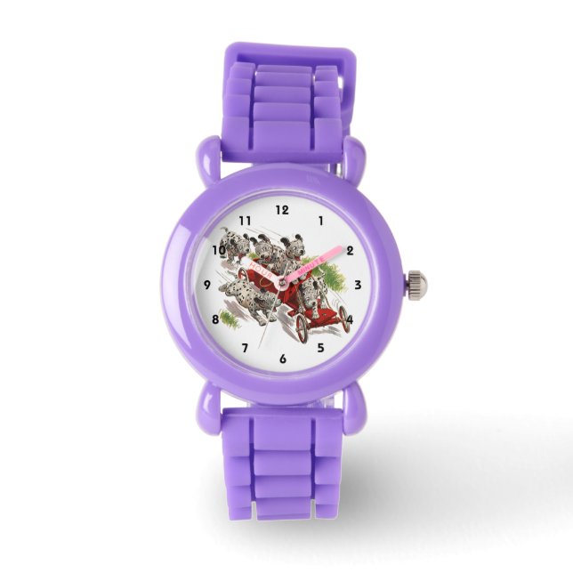 Vintage Humour Cute Dalmatian Puppy Dogs Fire Truc Watch (Front)