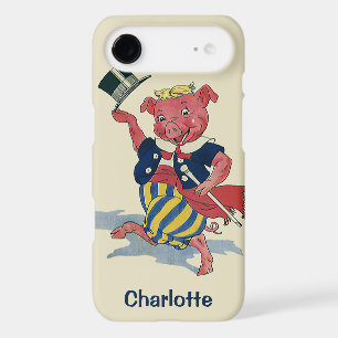 Vintage Humour, Cute Happy Dancing Pig Dances