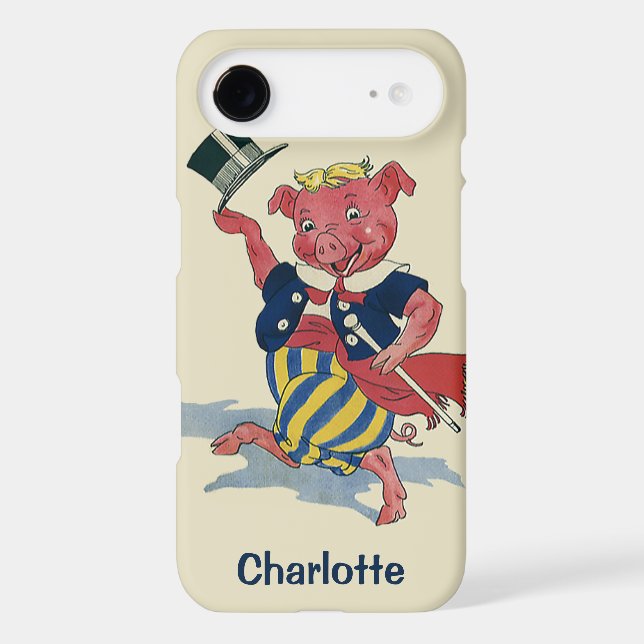 Vintage Humour, Cute Happy Dancing Pig Dances (Back)
