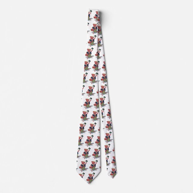 Vintage Humour, Cute Happy Dancing Pig Dances Tie (Front)