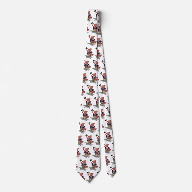 Vintage Humour, Cute Happy Dancing Pig Dances Tie (Front)
