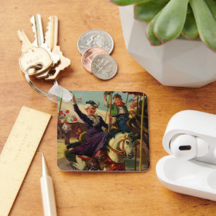 Vintage Humour, Grandma on a Merry-Go-Round Horse Key Ring