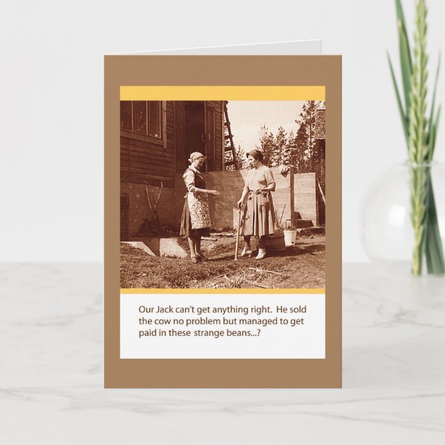 Vintage humour, 'Jack's beans' card (Front)