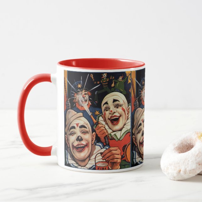 Vintage Humour, Laughing Circus Clowns and Police Mug (With Donut)