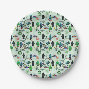 Vintage Humour Outer Space Robot Watercolor Paper Plate