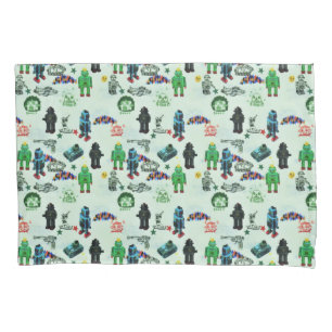 Vintage Humour Outer Space Robot Watercolor Pillowcase
