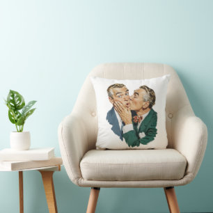 Vintage Humour Surprise Kiss Scene Cushion