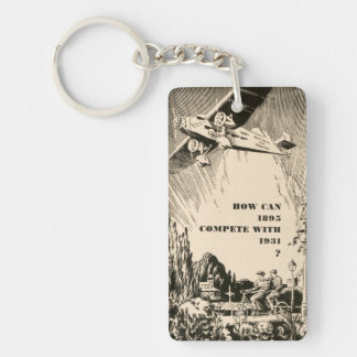 Vintage Humourous Ad Plane Tandem Bicycle Man Key Ring