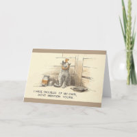 Vintage Humourous Sick Cat Greeting Card