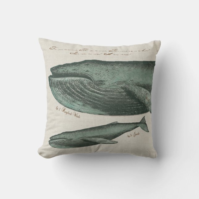 Vintage Humpback whale and calf Cushion (Front)
