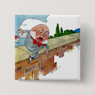 Vintage Humpty Dumpty Nursery Rhyme Illustration 15 Cm Square Badge