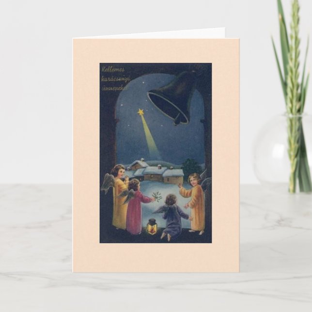 Vintage Hungarian Angels Christmas Card (Front)