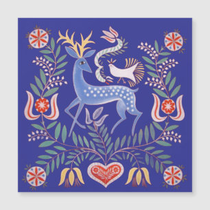 vintage Hungarian Folk Art Deer and Flowers