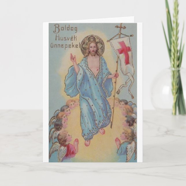 Vintage Hungarian Religious Easter Card (Front)
