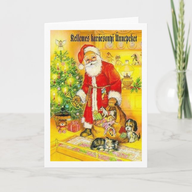 Vintage Hungarian Santa Christmas Card (Front)