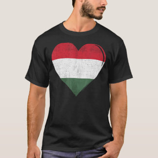 Vintage Hungary Flag Heart For Hungarian T-Shirt