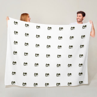 Vintage Hunter and Dog Silhouette Pattern Fleece Blanket