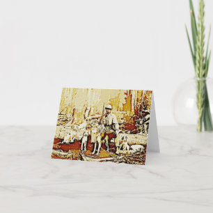 Vintage Hunter With Dogs Note Card