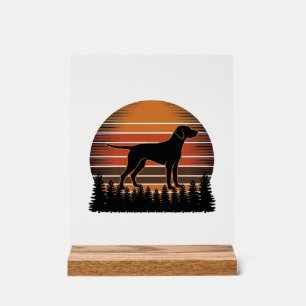 Vintage Hunting Dog Sunset Forest Vector Design_1 Acrylic Sign