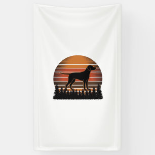 Vintage Hunting Dog Sunset Forest Vector Design_1 Banner