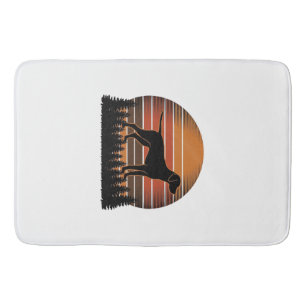 Vintage Hunting Dog Sunset Forest Vector Design_1 Bath Mat