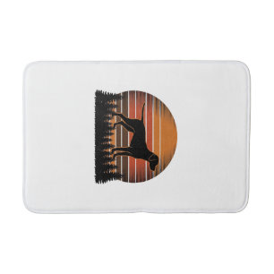 Vintage Hunting Dog Sunset Forest Vector Design_1 Bath Mat
