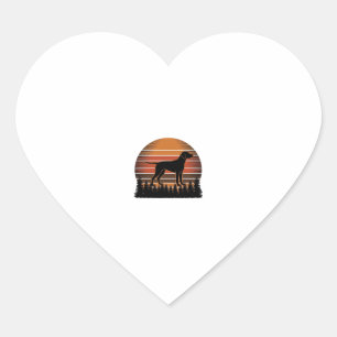 Vintage Hunting Dog Sunset Forest Vector Design_1 Heart Sticker
