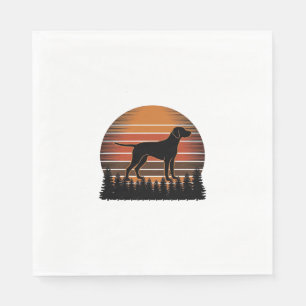Vintage Hunting Dog Sunset Forest Vector Design_1 Napkin