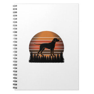 Vintage Hunting Dog Sunset Forest Vector Design_1 Notebook