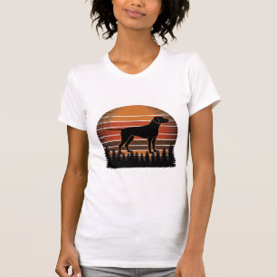 Vintage Hunting Dog Sunset Forest Vector Design_1 T-Shirt